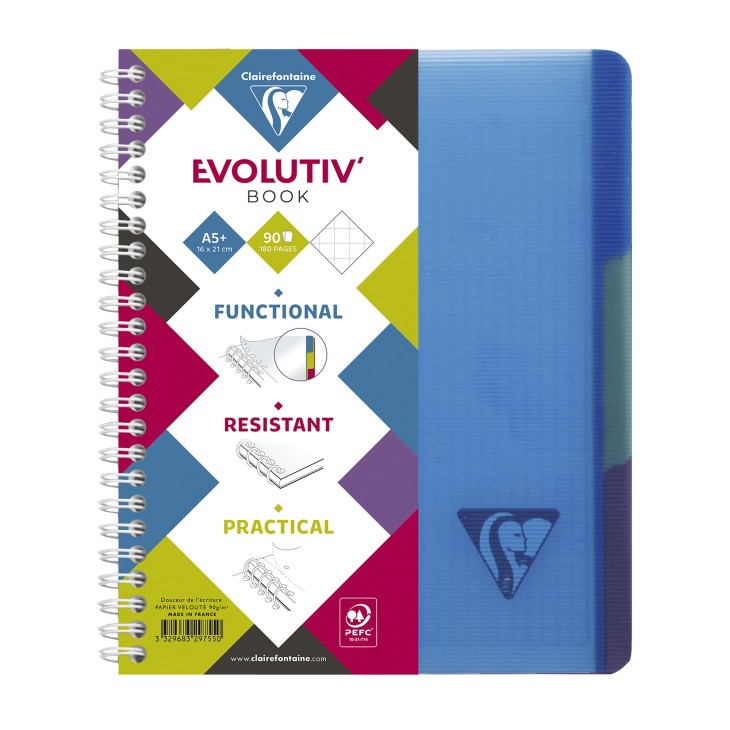 Kołonotatnik linicolor evolutiv intensive w okładce z PP, format A5+ (16X21 cm), w kratkę, 90 kartek, 3 przekładki, mix – zdjęcie 3