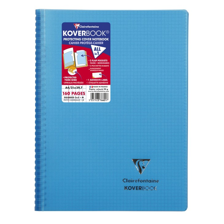 Kołonotatnik koverbook, w okładce z PP, A4, w kratkę, 80 kartek, mix kolorów clairefontaine – zdjęcie 2