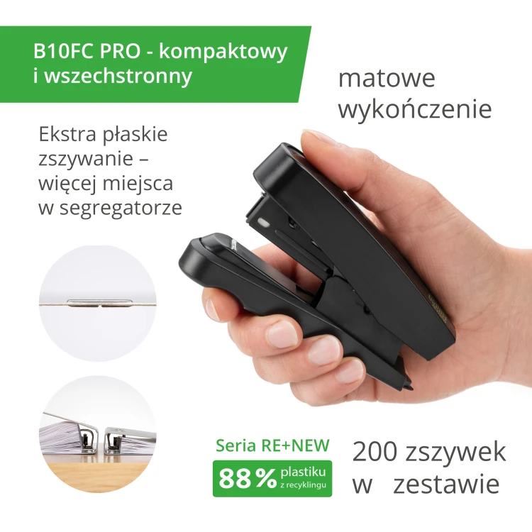 Zszywacz Novus B10FC pro re+new, czarny – zdjęcie 2