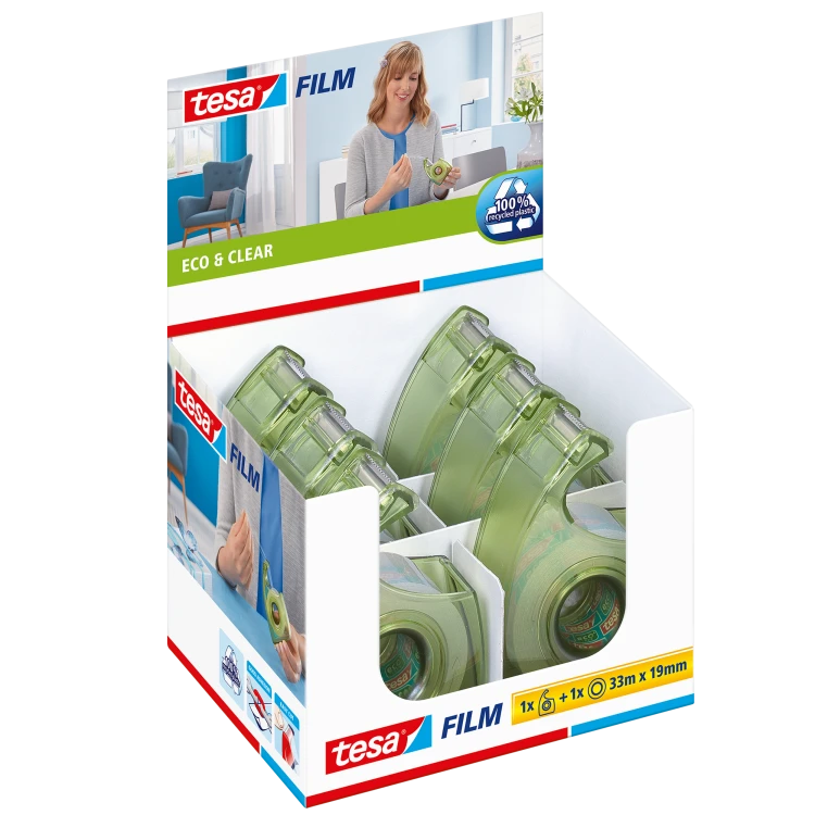 Taśma biurowa tesafilm eco&clear 33M X19 mm + dyspenser easy cut – zdjęcie 4