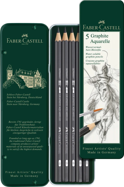 Ołówki graphite aquarelle 5 szt. opakowanie metalowe Faber-Castell – zdjęcie 2