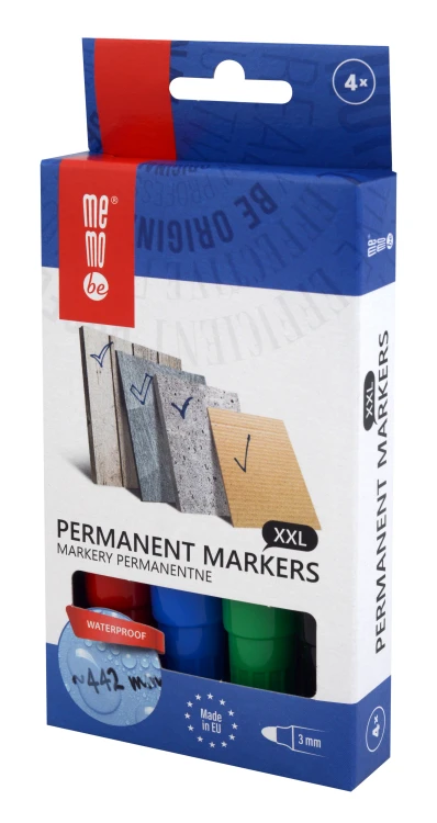 Marker permanentny M200 MemoBe końcówka okrągła 3 mm 4-kol. op. kartonowe – zdjęcie 2