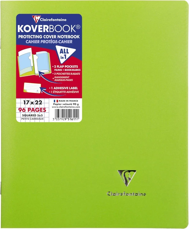 Zeszyt koverbook opaque, w okładce z PP, 17X22 cm, w kratkę, 48 kartek, mix kolorów clairefontaine – zdjęcie 3