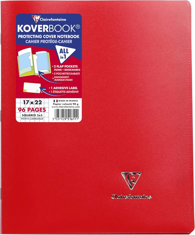 Zeszyt koverbook opaque, w okładce z PP, 17X22 cm, w kratkę, 48 kartek, mix kolorów clairefontaine – zdjęcie 4