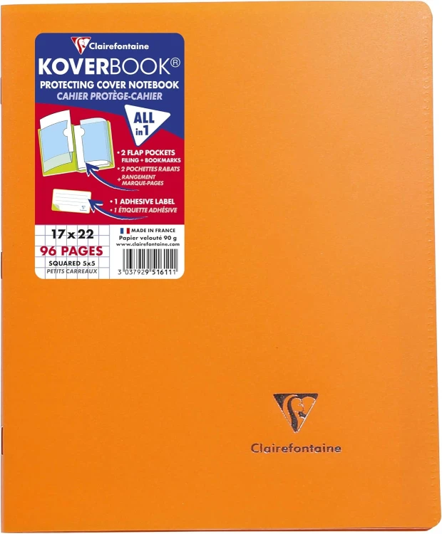 Zeszyt koverbook opaque, w okładce z PP, 17X22 cm, w kratkę, 48 kartek, mix kolorów clairefontaine – zdjęcie 6