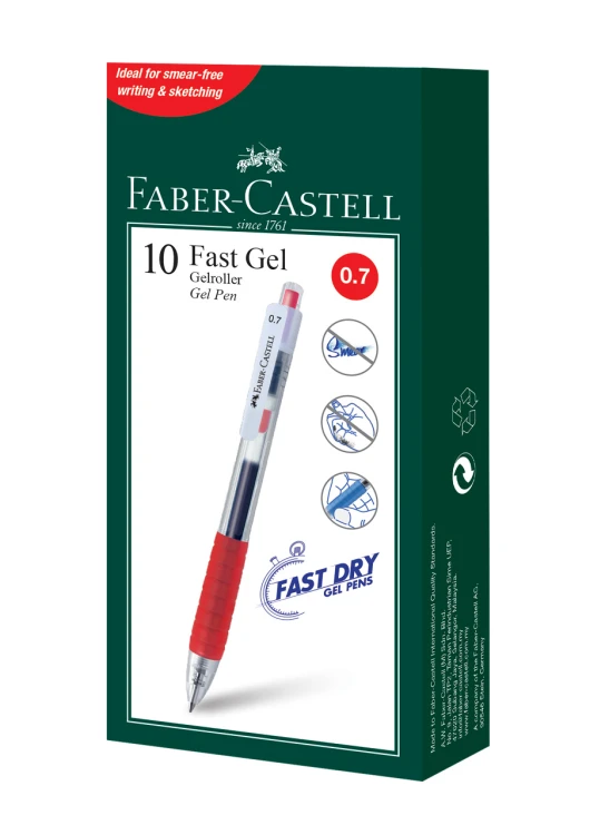 Długopis automatyczny żelowy fast gel 0,7 mm czerwony Faber-Castell – zdjęcie 2