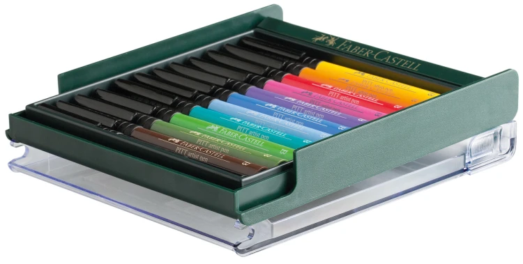 PITT ARTIST PEN BRUSH ZESTAW 12 szt. KOLORY PODSTAWOWE FABER-CASTELL – zdjęcie 3