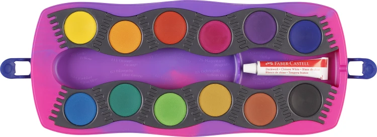 Farby szkolne connector edycja jenorożec 12 kol. + naklejki kasetka Faber-Castell – zdjęcie 3