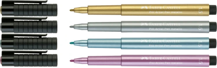 Zestaw pitt artist pen handlettering 4 szt. w etui, odcienie metaliczne Faber-Castell – zdjęcie 2