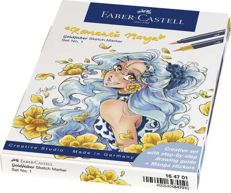 Pisak goldfaber sketch dwustronny zestawmanga NO.1 romantic 8 pisaków + akcesoria Faber-Castell – zdjęcie 3