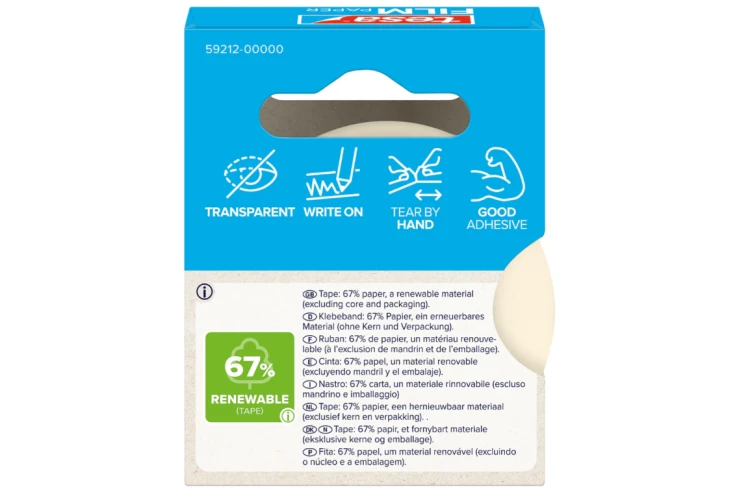 TAŚMA BIUROWA PAPIEROWA TESAFILM  TRANSPARENTNA 33M x 19MM – zdjęcie 2