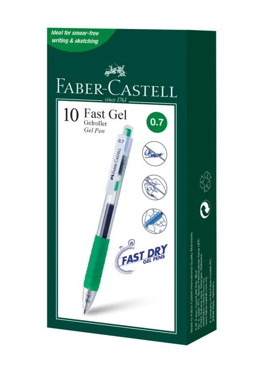 Długopis automatyczny żelowy fast gel 0,7 mm zielony Faber-Castell – zdjęcie 2