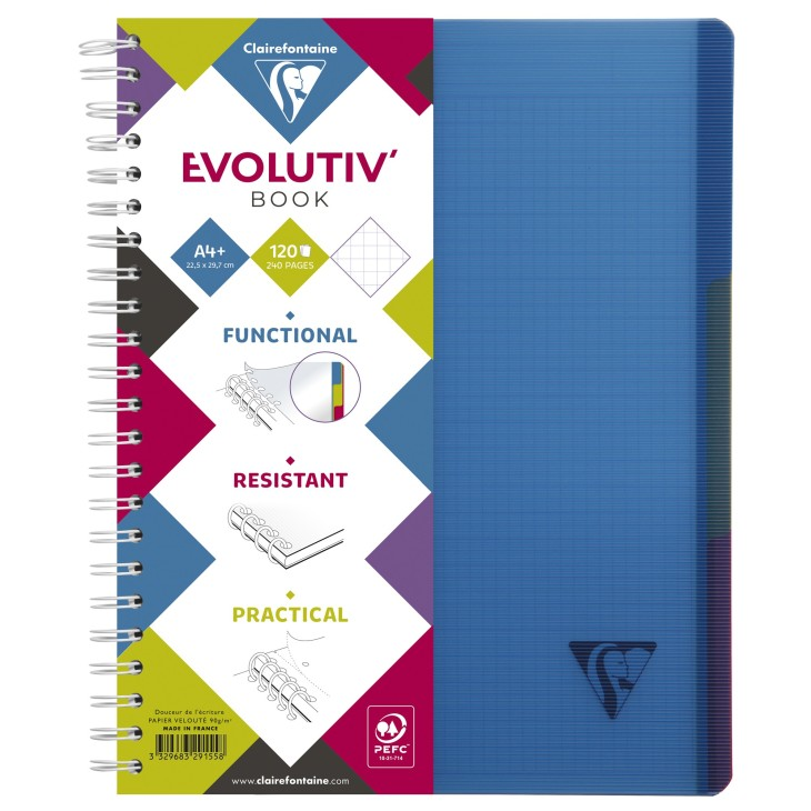 Kołonotatnik linicolor evolutiv intensive w okładce z PP, format A4+ (22,5X29,7 cm), w kratkę, 120 kartek, 3 przekładki, – zdjęcie 2