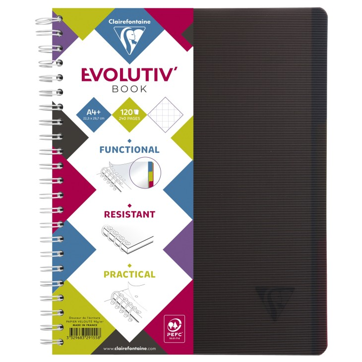Kołonotatnik linicolor evolutiv intensive w okładce z PP, format A4+ (22,5X29,7 cm), w kratkę, 120 kartek, 3 przekładki, – zdjęcie 3