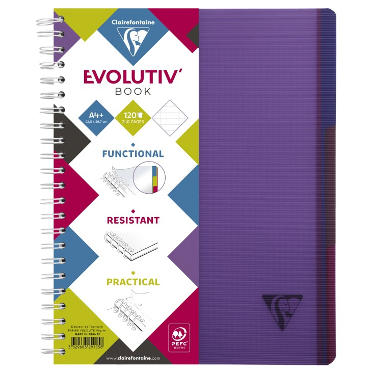 Kołonotatnik linicolor evolutiv intensive w okładce z PP, format A4+ (22,5X29,7 cm), w kratkę, 120 kartek, 3 przekładki, – zdjęcie 6
