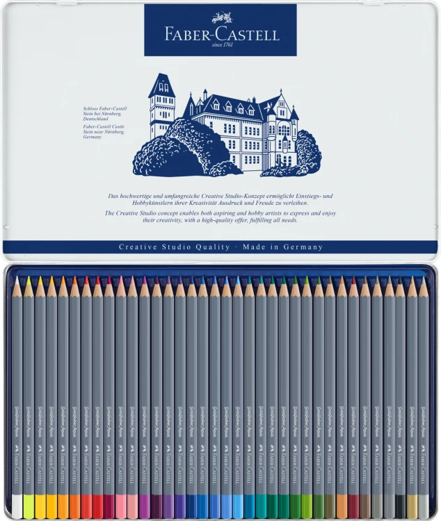 Kredki akwarelowe goldfaber aqua 36 kol. opak. metalowe Faber-Castell – zdjęcie 2