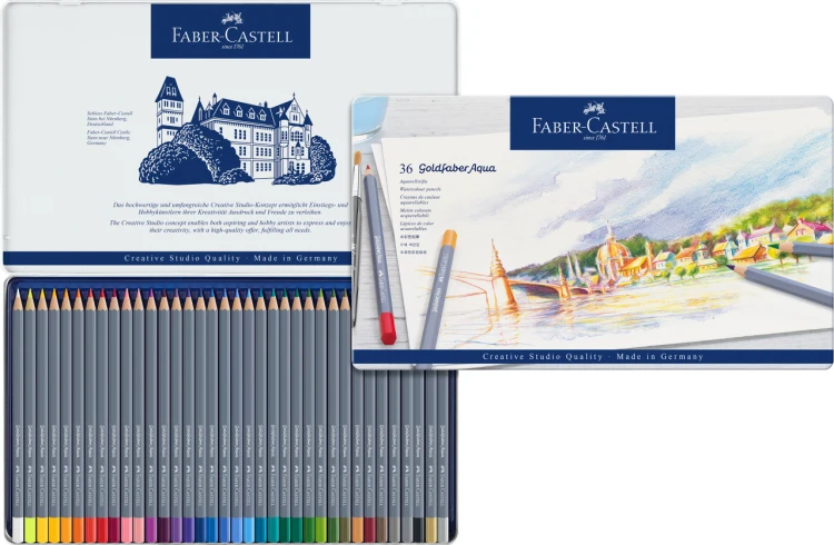 Kredki akwarelowe goldfaber aqua 36 kol. opak. metalowe Faber-Castell – zdjęcie 3