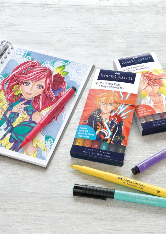 Pitt artist pen manga etui 6 szt. shonen Faber-Castell – zdjęcie 2