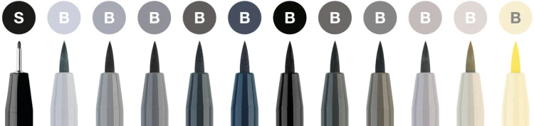 Pitt artist pen brush zestaw 12 kol. grey Faber-Castell – zdjęcie 3