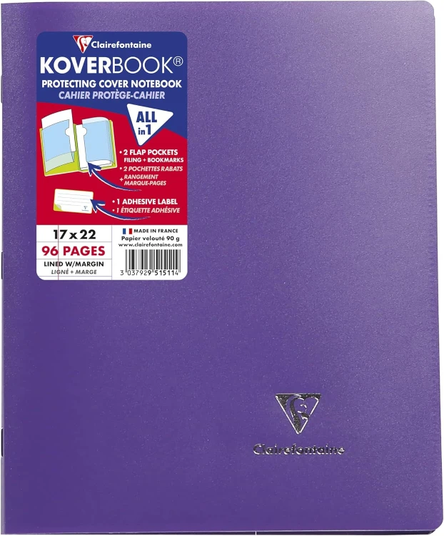 Zeszyt koverbook opaque, w okładce z PP, 17X22 cm, w linie z marginesem, 48 kartek, mix kolorów clairefontaine – zdjęcie 3
