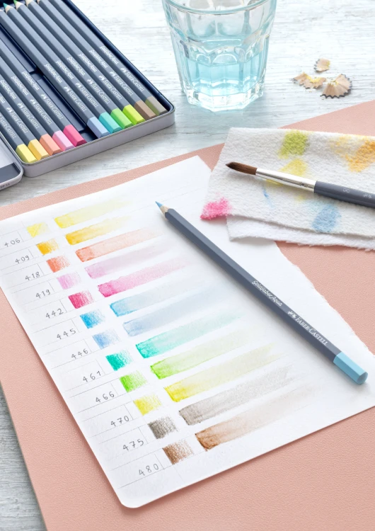 Kredki akwarelowe goldfaber aqua pastel 12 kol. opak. metalowe Faber-Castell – zdjęcie 4