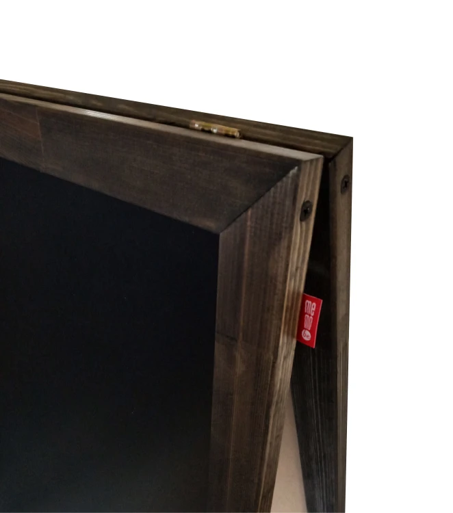 Potykacz kredowy MEMOBE czarny, dwustronny, rama drewniana czarno-brązowa, styl rustykalny, 60x100xh120 cm – zdjęcie 3