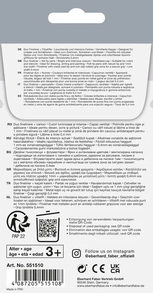 FLAMASTRY DWUSTRONNE Z CIENKOPISEM 10 SZT. OPAKOWANIE KARTONOWE EBERHARD FABER_x000D_ – zdjęcie 3