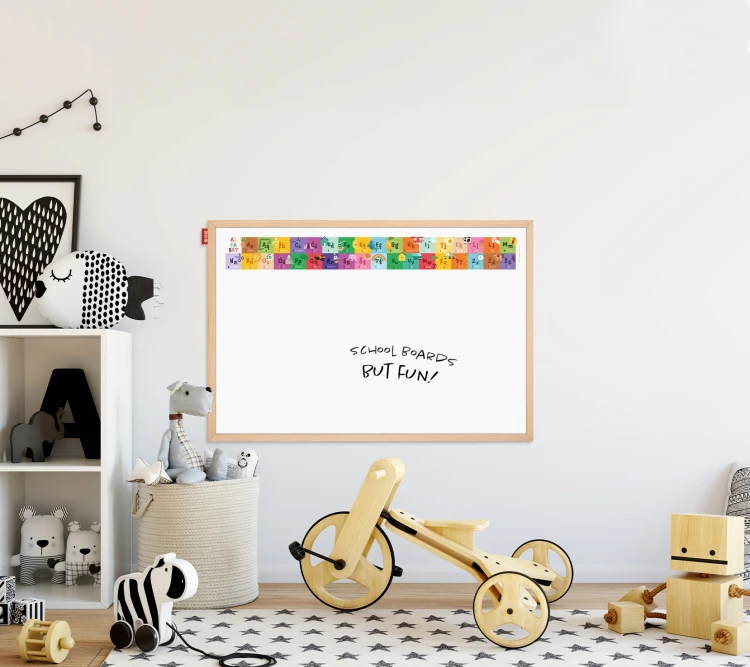 Tablica edukacyjna MemoBe, WHITEBOARDGAME: Alphabet adventure!, nadruk ALFABET, wersja PL, rama drewniana, 60x40 cm – zdjęcie 5