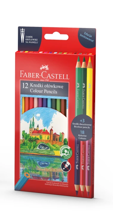 KREDKI SZEŚCIOKĄTNE ZAMEK EDYCJA WAWEL DISPLAY 40 SZT. (20x12 KOL.+ 20x24 KOL.) +  KOLOROWANKI FABER-CASTELL – zdjęcie 6