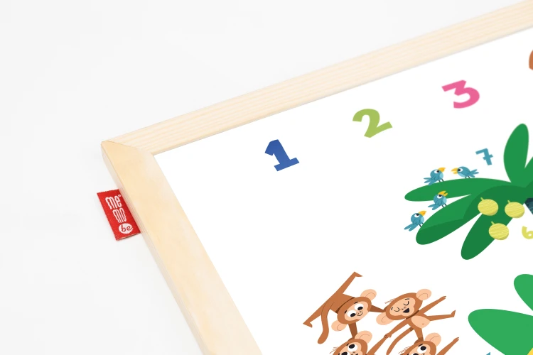 Tablica edukacyjna MemoBe, WHITEBOARDGAME: Numbers adventure!, nadruk CYFERKI, rama drewniana, 200x100 cm – zdjęcie 4