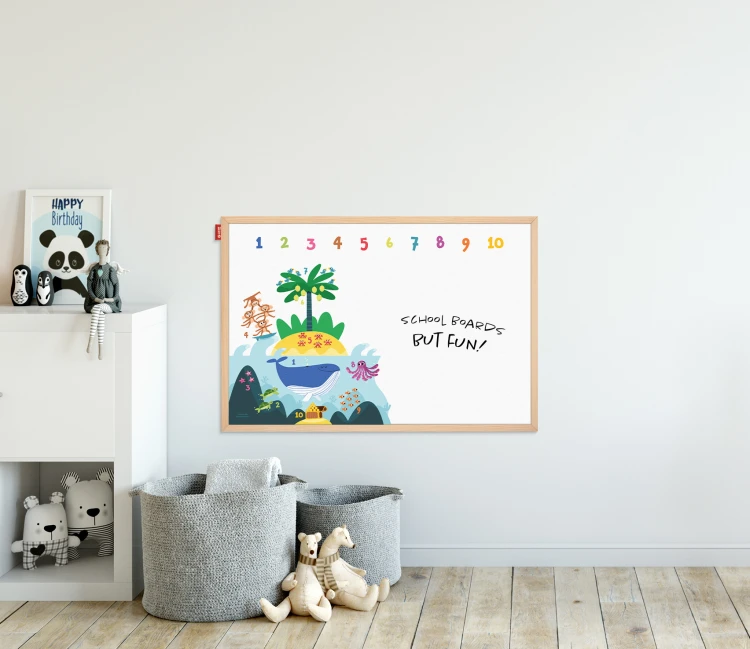 Tablica edukacyjna MemoBe, WHITEBOARDGAME: Numbers adventure!, nadruk CYFERKI, rama drewniana, 200x100 cm – zdjęcie 6