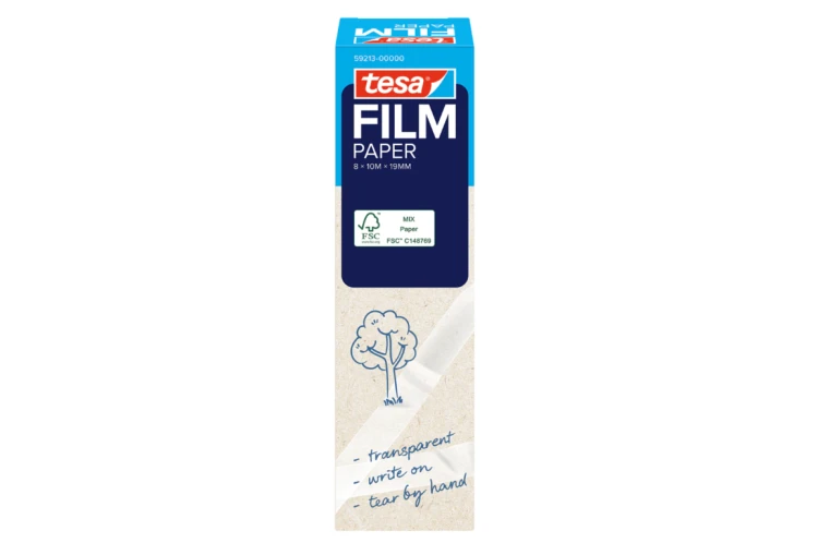 TAŚMA BIUROWA PAPIEROWA TESAFILM  TRANSPARENTNA 10M x 19MM, 8 ROLEK – zdjęcie 2