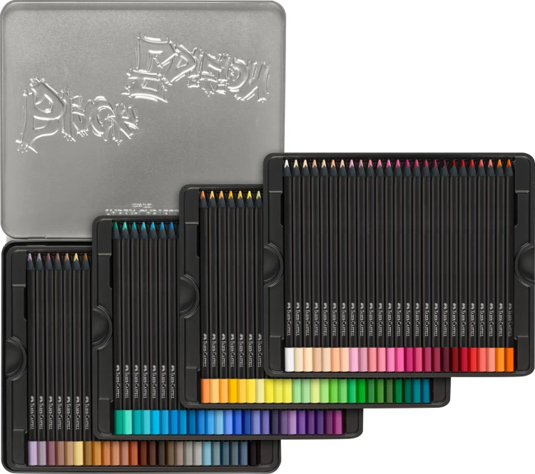 Kredki trójkątne black edition 100 kol.opakowanie metalowe Faber-Castell – zdjęcie 2