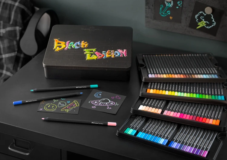 Kredki trójkątne black edition 100 kol.opakowanie metalowe Faber-Castell – zdjęcie 3