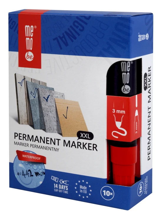 Marker permanentny M200 MemoBe końcówka okrągła 3 mm czerwony – zdjęcie 5