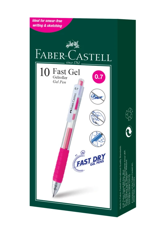 Długopis automatyczny żelowy fast gel 0,7 mm różowy Faber-Castell – zdjęcie 2