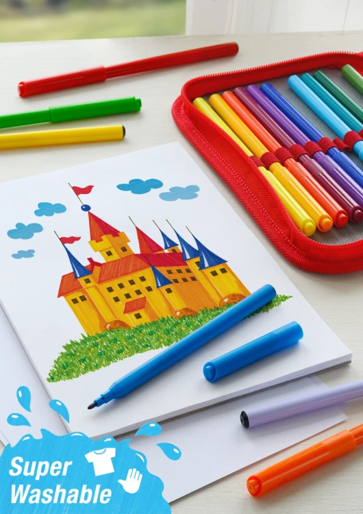 Flamastry zamek 36 kol. opakowanie kartonowe Faber-Castell – zdjęcie 3