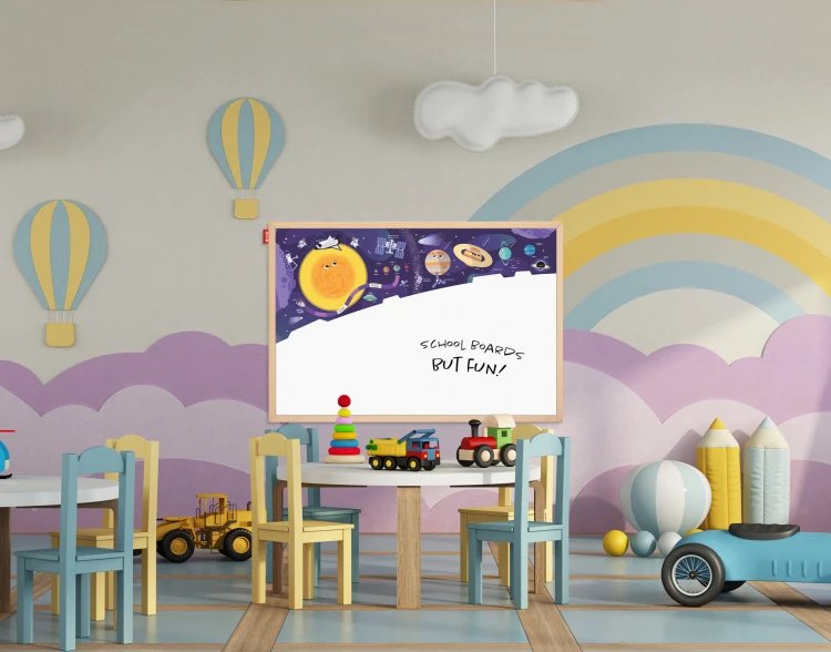 Tablica edukacyjna MemoBe, WHITEBOARDGAME: Space adventure!, nadruk KOSMOSU, zestaw do gry, wersja PL, rama drewniana, 6 – zdjęcie 6