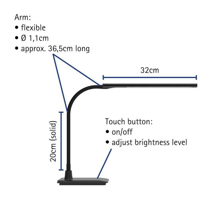 LAMPA BIURKOWA LED MAULpirro, możliwość regulacji światła, z podstawą CZARNA – zdjęcie 6