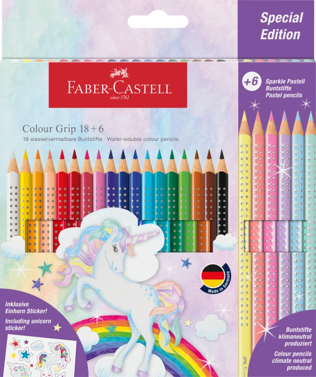 Display grip edycja jednorożec (15 x kredki grip 10+3, 10 x kredki grip 18+6, 5 x pędzelki, 3 x farby)faber-castell – zdjęcie 5