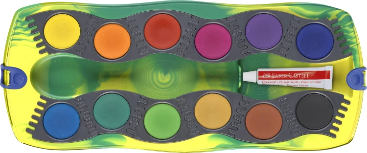 Farby szkolne connector edycja dinozaury 12 kol. + naklejki kasetka Faber-Castell – zdjęcie 3