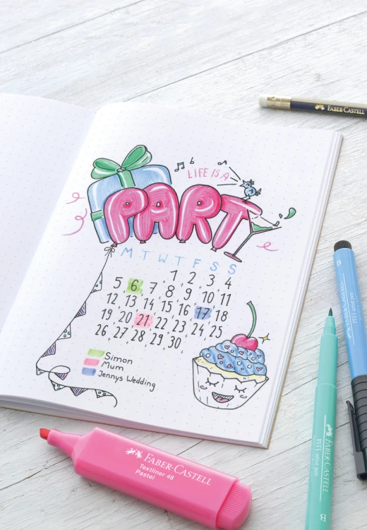 ZESTAW STARTOWY BULLET JOURNAL (6x PITT ARTIST PEN+ZAKREŚLACZ+OŁÓWEK+BROSZURA ENG) FABER-CASTELL – zdjęcie 3
