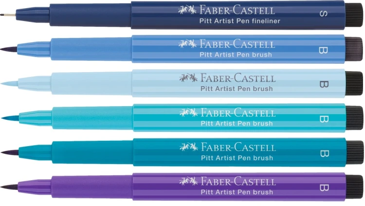 Zestaw pitt artist pen hand lettering 6 szt. odcienie niebieskiego Faber-Castell – zdjęcie 2