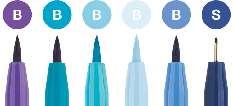 Zestaw pitt artist pen hand lettering 6 szt. odcienie niebieskiego Faber-Castell – zdjęcie 3