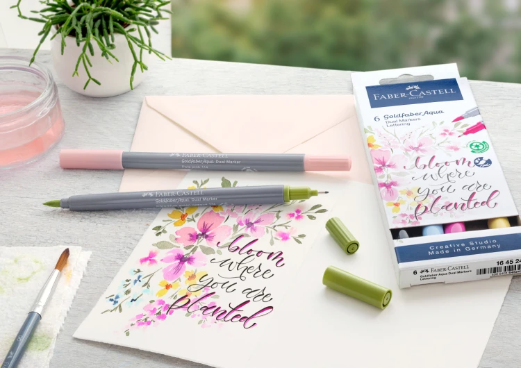 Pisak akwarelowy goldfaber aqua dwustronny zestaw lettering 6 szt. Faber-Castell – zdjęcie 2