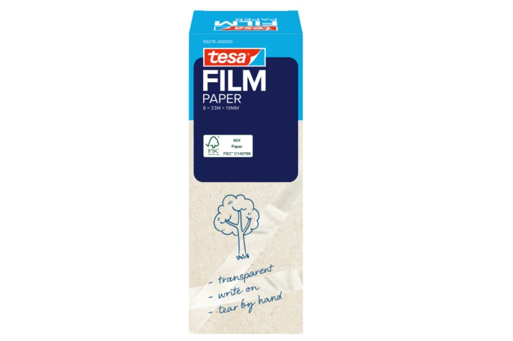 TAŚMA BIUROWA PAPIEROWA TESAFILM  TRANSPARENTNA 33M x 19MM, 8 ROLEK – zdjęcie 2