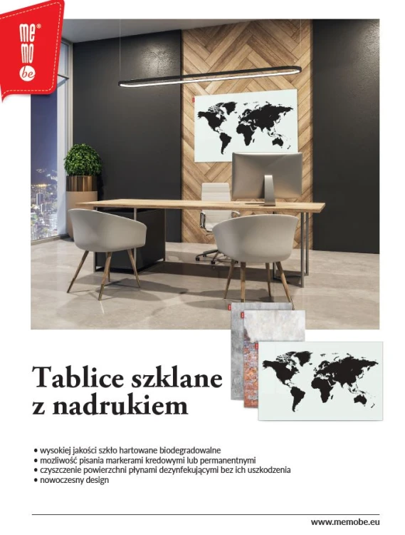 Tablica szklana MEMOBE, magnetyczna, mapa świata, pozioma, 90x60 cm – zdjęcie 2