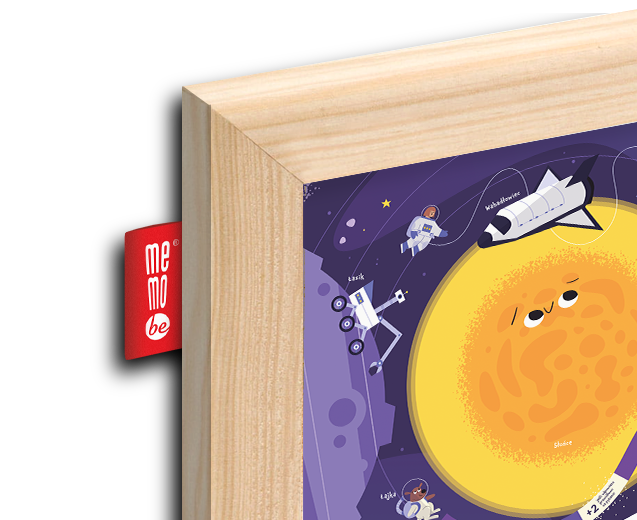 Tablica edukacyjna MemoBe, WHITEBOARDGAME: Space adventure!, nadruk KOSMOSU, zestaw do gry, wersja PL, rama drewniana, 1 – zdjęcie 4