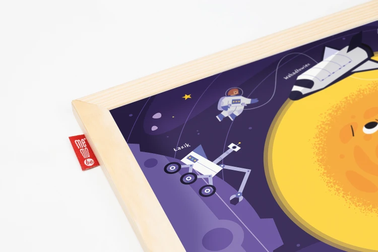 Tablica edukacyjna MemoBe, WHITEBOARDGAME: Space adventure!, nadruk KOSMOSU, zestaw do gry, wersja PL, rama drewniana, 1 – zdjęcie 5