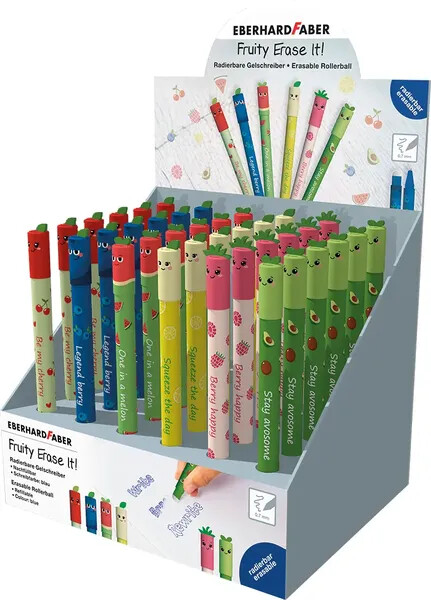 Długopisy żelowy wymazywalny owoce display 36 szt. (czereśnia, jagoda, arbuz, cytryna, malina, awokado)eberhard faber – zdjęcie 3
